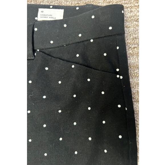 Gap Signature Skinny Black White Polka Dot Stretch Skinny Ankle Pants Size 10 - Picture 7 of 9